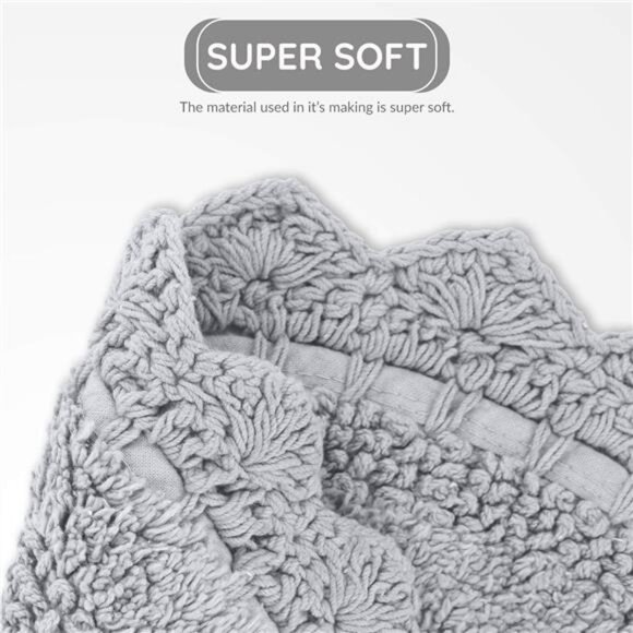 Bath mat for Bathroom Kitchen and Spa with Crochet Pattern Cotton Absorbent - Picture 3 of 8
